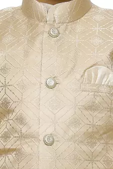Grey Stripes SIlk Jacquard Kurta Pajama Set // Traditional Wear
