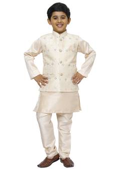 Peach Stripes SIlk Jacquard Kurta Pajama Set // Traditional Wear