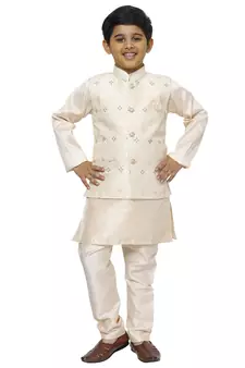 Peach Stripes SIlk Jacquard Kurta Pajama Set // Traditional Wear