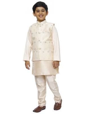 Peach Stripes SIlk Jacquard Kurta Pajama Set // Traditional Wear 2