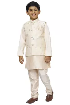 Peach Stripes SIlk Jacquard Kurta Pajama Set // Traditional Wear