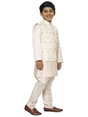 Peach Stripes SIlk Jacquard Kurta Pajama Set // Traditional Wear 3