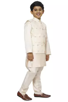 Peach Stripes SIlk Jacquard Kurta Pajama Set // Traditional Wear