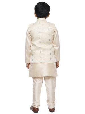 Peach Stripes SIlk Jacquard Kurta Pajama Set // Traditional Wear 4