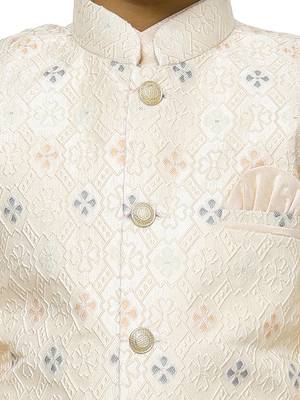 Peach Stripes SIlk Jacquard Kurta Pajama Set // Traditional Wear 5