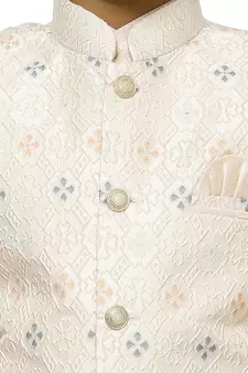 Peach Stripes SIlk Jacquard Kurta Pajama Set // Traditional Wear