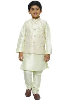 Green Stripes SIlk Jacquard Kurta Pajama Set // Traditional Wear