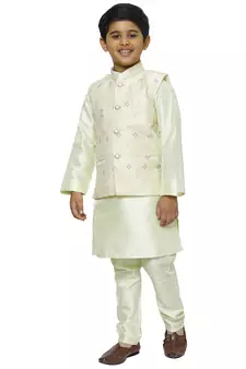 Green Stripes SIlk Jacquard Kurta Pajama Set // Traditional Wear