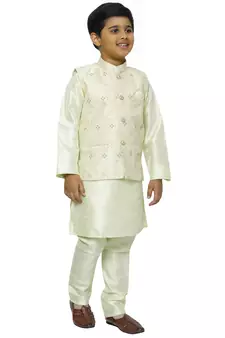 Green Stripes SIlk Jacquard Kurta Pajama Set // Traditional Wear