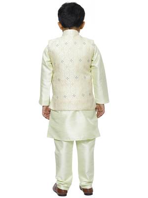 Green Stripes SIlk Jacquard Kurta Pajama Set // Traditional Wear 4