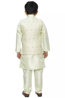 Green Stripes SIlk Jacquard Kurta Pajama Set // Traditional Wear