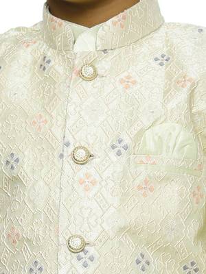 Green Stripes SIlk Jacquard Kurta Pajama Set // Traditional Wear 5