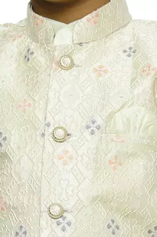 Green Stripes SIlk Jacquard Kurta Pajama Set // Traditional Wear