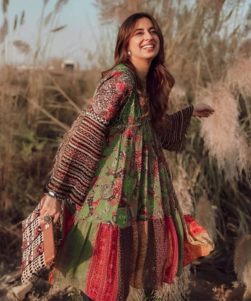 Mizo Green Flared Dress - SAUNDH - 4057047