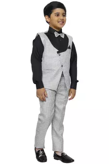 Black 3 Piece Baba Suit Set Cotton For boys // Western Wear