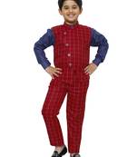 Red 3 Piece Baba Suit Set Cotton For boys // Western Wear