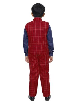 Red 3 Piece Baba Suit Set Cotton For boys // Western Wear 4