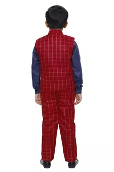Red 3 Piece Baba Suit Set Cotton For boys // Western Wear