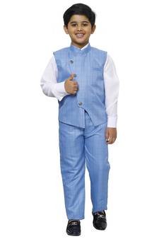 Blue 3 Piece Baba Suit Set Cotton For boys // Western Wear