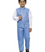 Blue 3 Piece Baba Suit Set Cotton For boys // Western Wear