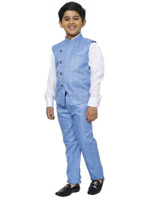 Blue 3 Piece Baba Suit Set Cotton For boys // Western Wear 2