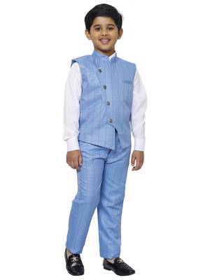 Blue 3 Piece Baba Suit Set Cotton For boys // Western Wear 3