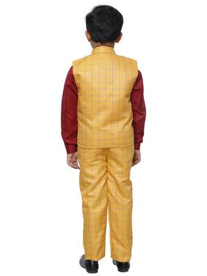 Yellow 3 Piece Baba Suit Set Cotton For boys // Western Wear 4