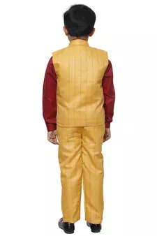 Yellow 3 Piece Baba Suit Set Cotton For boys // Western Wear
