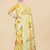 Yellow Linen Blend Beautiful Floral design Zari Border saree with Blouse