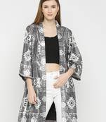 Silver Stylish Fashionable Metallic Short Kimono Jacket For Women