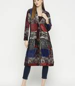 Multicolor Patchwork Stylish Fashionable Long Jacket Coat For Women