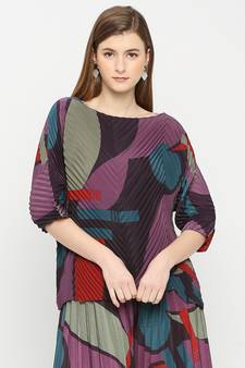 Purple Fashionable Pleated Top