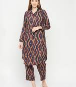 Multicolor Collar Down Button Shirt Dress Type Kurti For Women