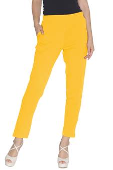 Lyra Cotton Stretch pencil Pant  Mustard for Women