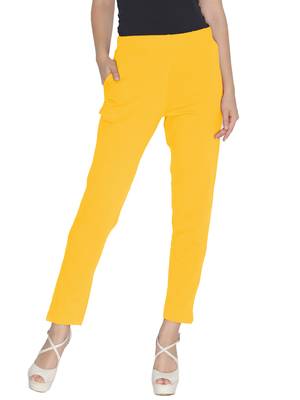Lyra Cotton Stretch pencil Pant  Mustard for Women 2