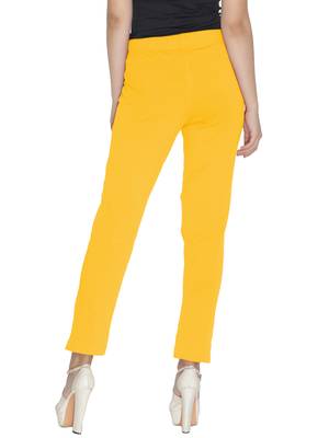 Lyra Cotton Stretch pencil Pant  Mustard for Women 3