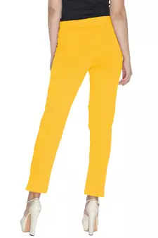 Lyra Cotton Stretch pencil Pant  Mustard for Women