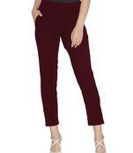 Lyra Cotton Stretch pencil Pant  Maroon for Women