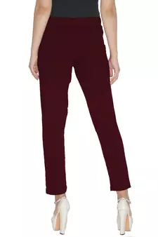 Lyra Cotton Stretch pencil Pant  Maroon for Women