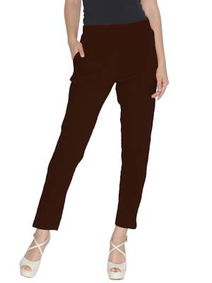 Lyra Cotton Stretch pencil Pant  Hot Chocolate for Women 1