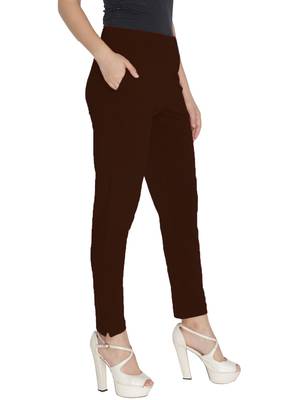 Lyra Cotton Stretch pencil Pant  Hot Chocolate for Women 3