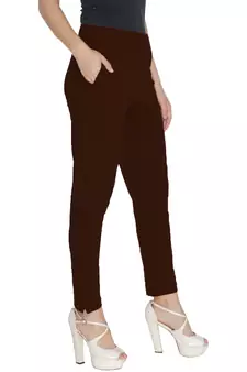 Lyra Cotton Stretch pencil Pant  Hot Chocolate for Women