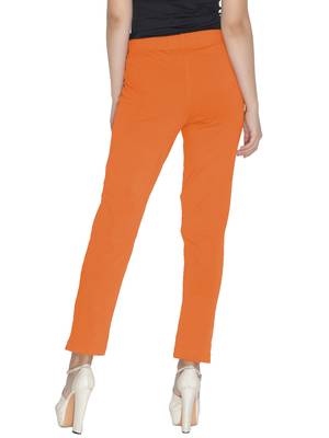 Lyra Cotton Stretch pencil Pant  Fire Orange for Women 2