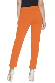 Lyra Cotton Stretch pencil Pant  Fire Orange for Women