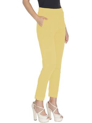 Lyra Cotton Stretch pencil Pant  Cream for Women 3
