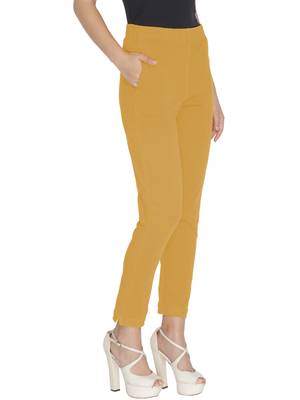 Lyra Cotton Stretch pencil Pant  Beige for Women 3