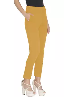 Lyra Cotton Stretch pencil Pant  Beige for Women