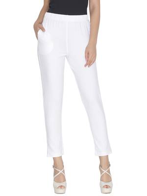 Lyra Cotton Stretch pencil Pant  White for Women 1