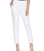 Lyra Cotton Stretch pencil Pant  White for Women