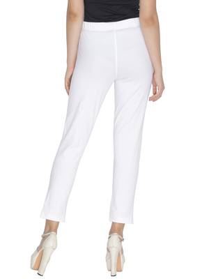 Lyra Cotton Stretch pencil Pant  White for Women 2